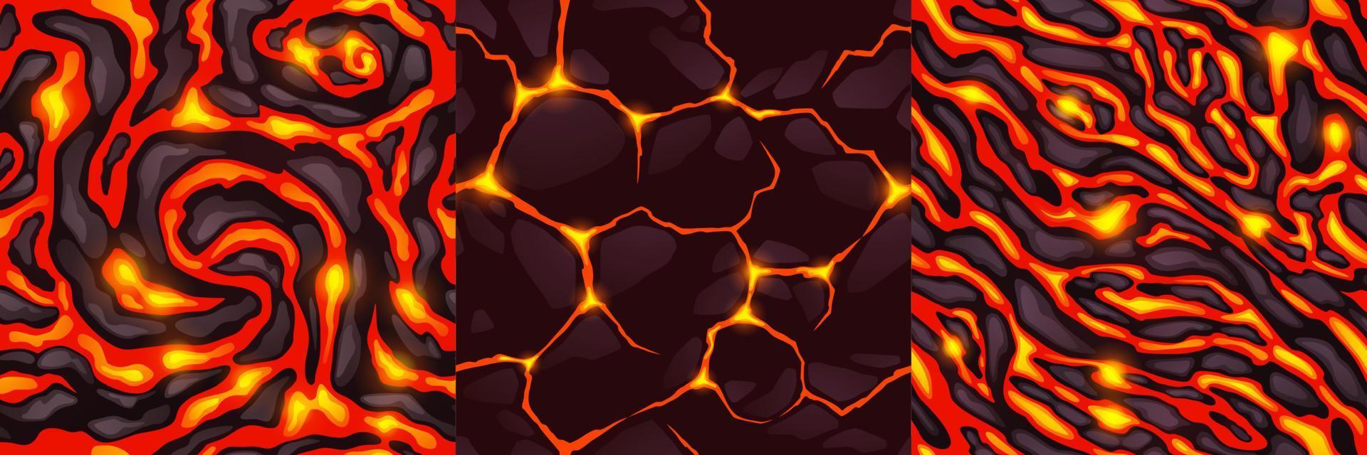 texturas de lava, magma y piedras vector