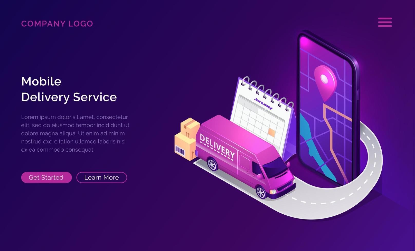 Mobile delivery service online app isometric vector