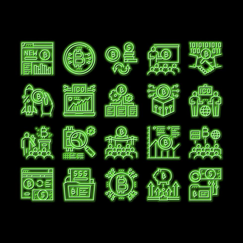 Ico Initial Coin Offer neon glow icon illustration vector