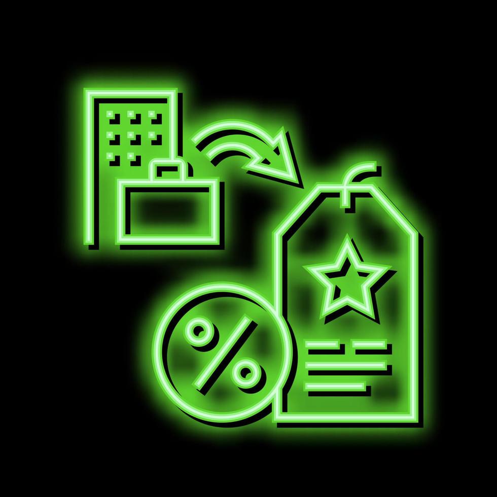 staff discount benefits neon glow icon illustration vector