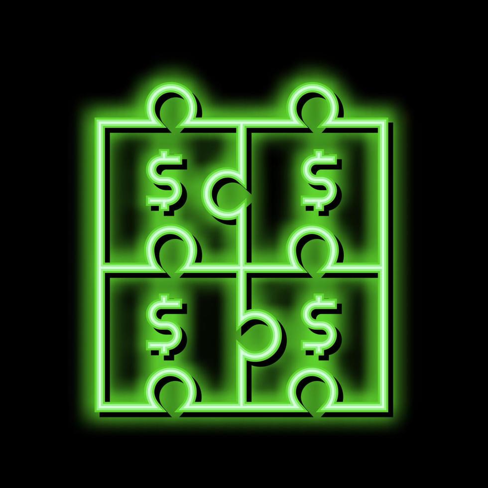 financial puzzle and diversification neon glow icon illustration vector