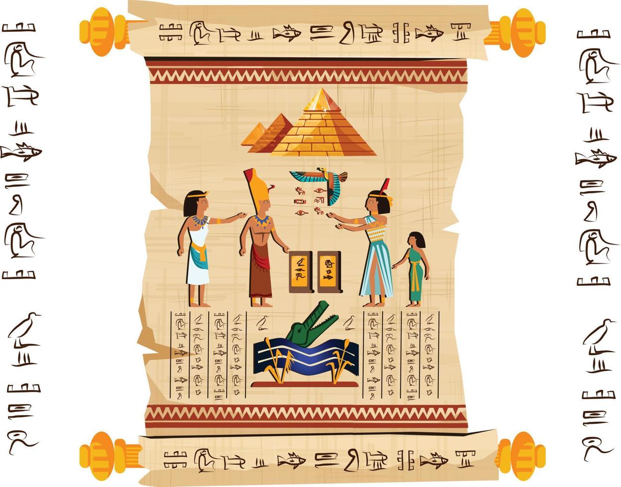 antiguo egipto papiro pergamino vector de dibujos animados