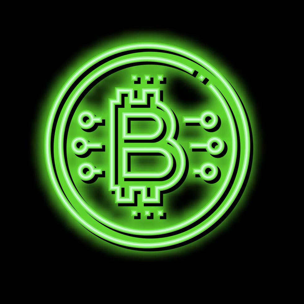 bitcoin coin ico neon glow icon illustration vector