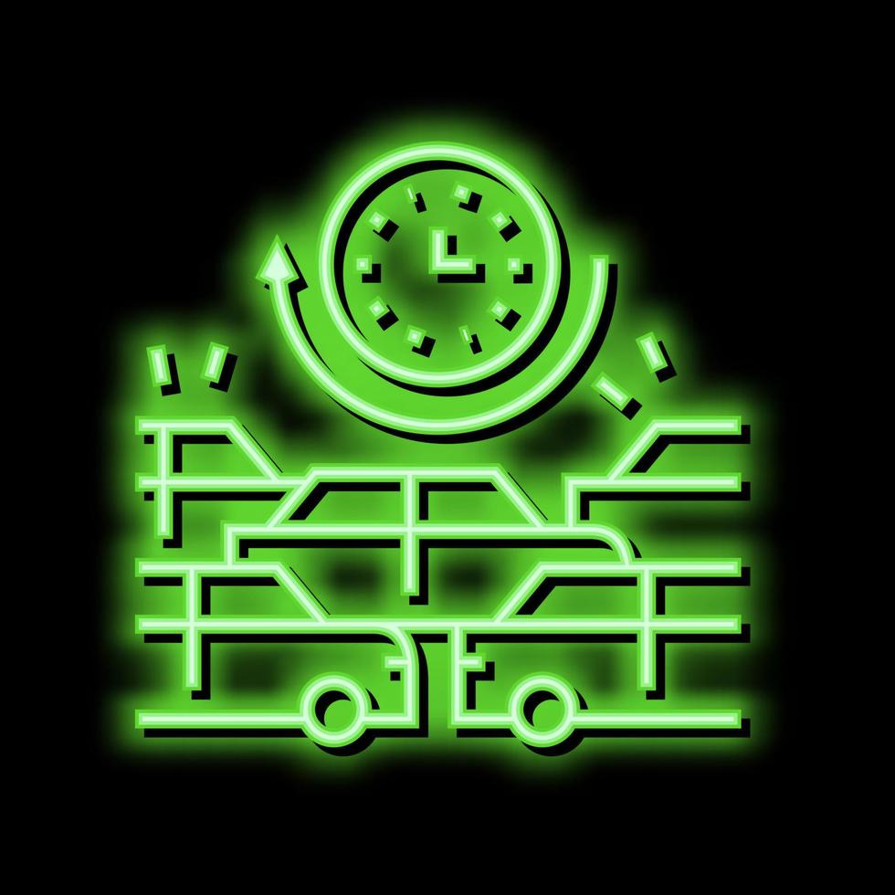 waiting time in traffic jam neon glow icon illustration vector