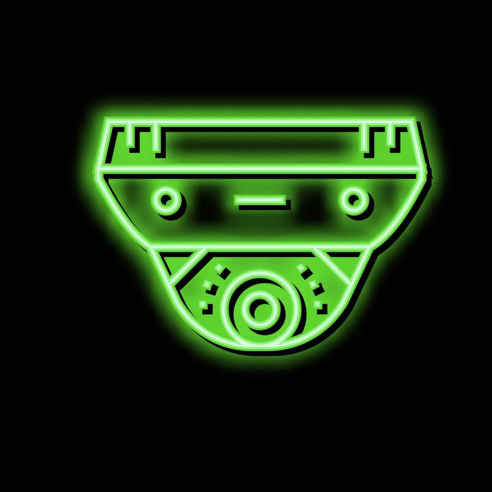 cctv camera with face id neon glow icon illustration vector