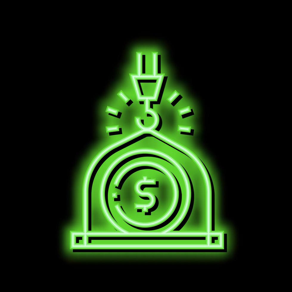 weight of money wealth neon glow icon illustration vector