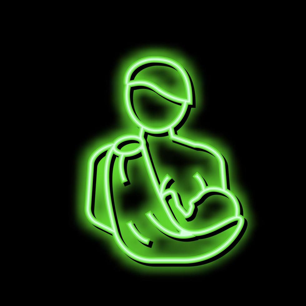 mother feeding newborn baby neon glow icon illustration vector