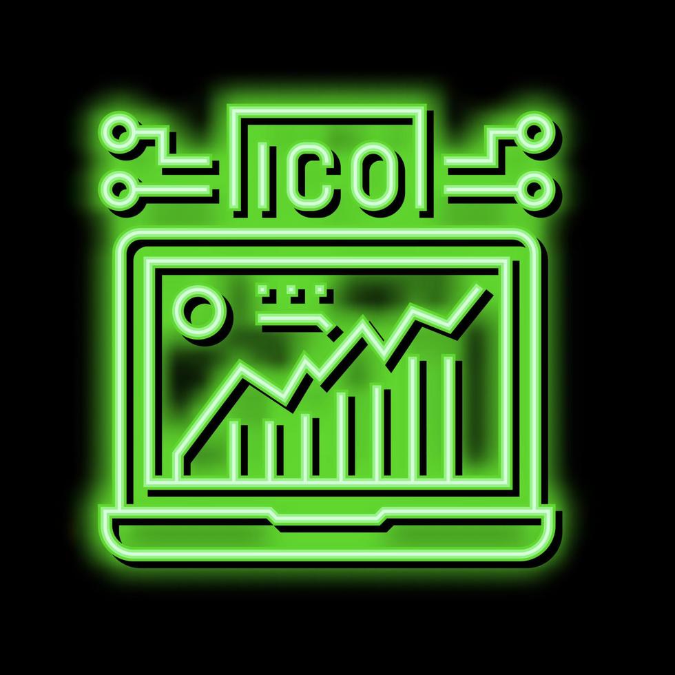 initial coin offering ico neon glow icon illustration vector