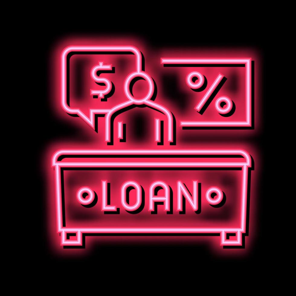 bank consultant loan neon glow icon illustration vector