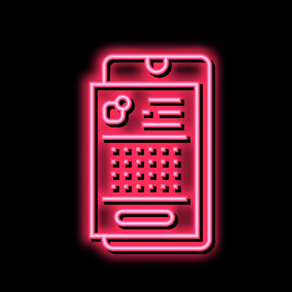 phone application lotto neon glow icon illustration vector