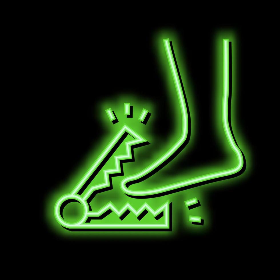 severe pain when walking neon glow icon illustration vector