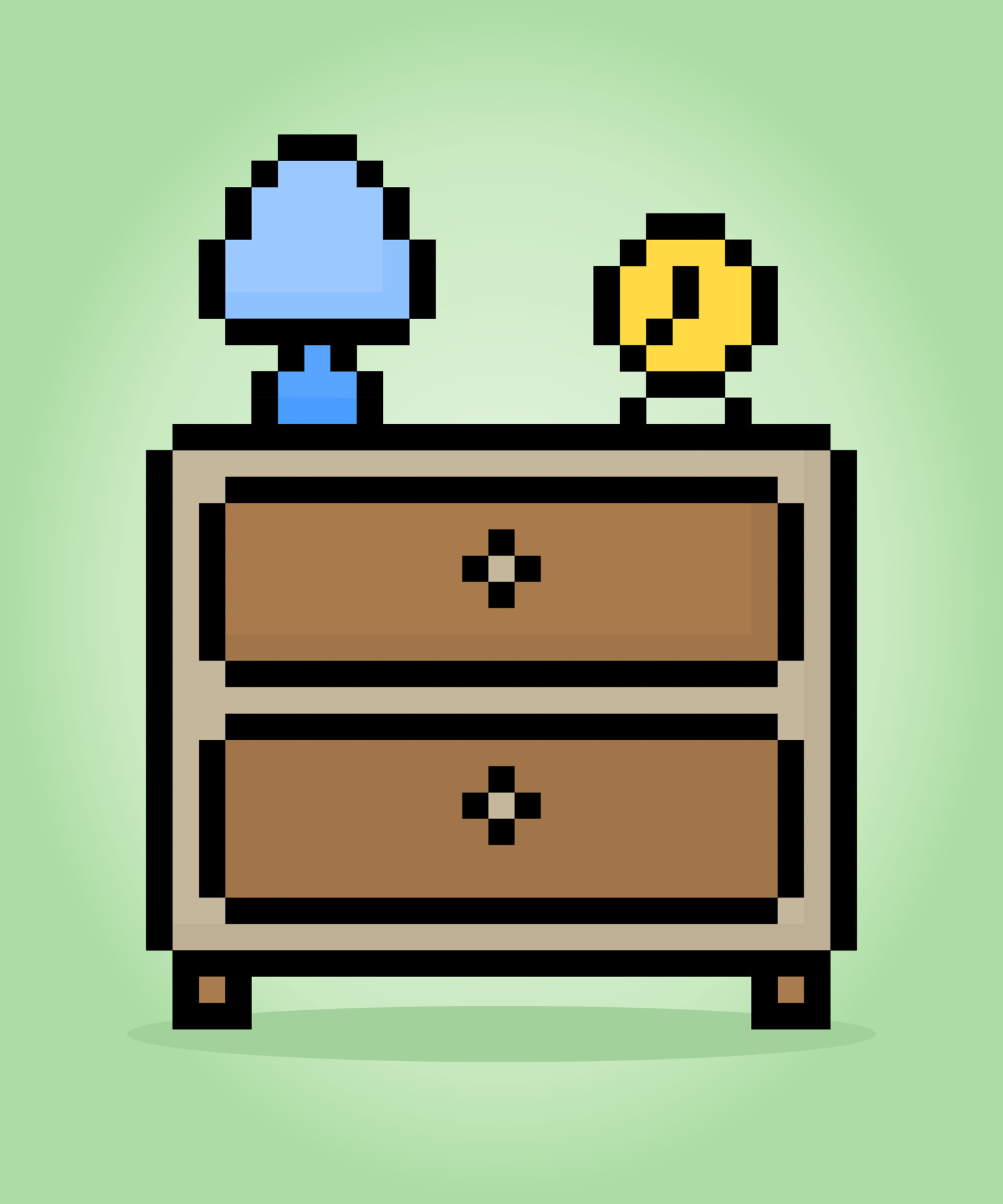 8 bit pixel wooden desk in vector illustration for game assets