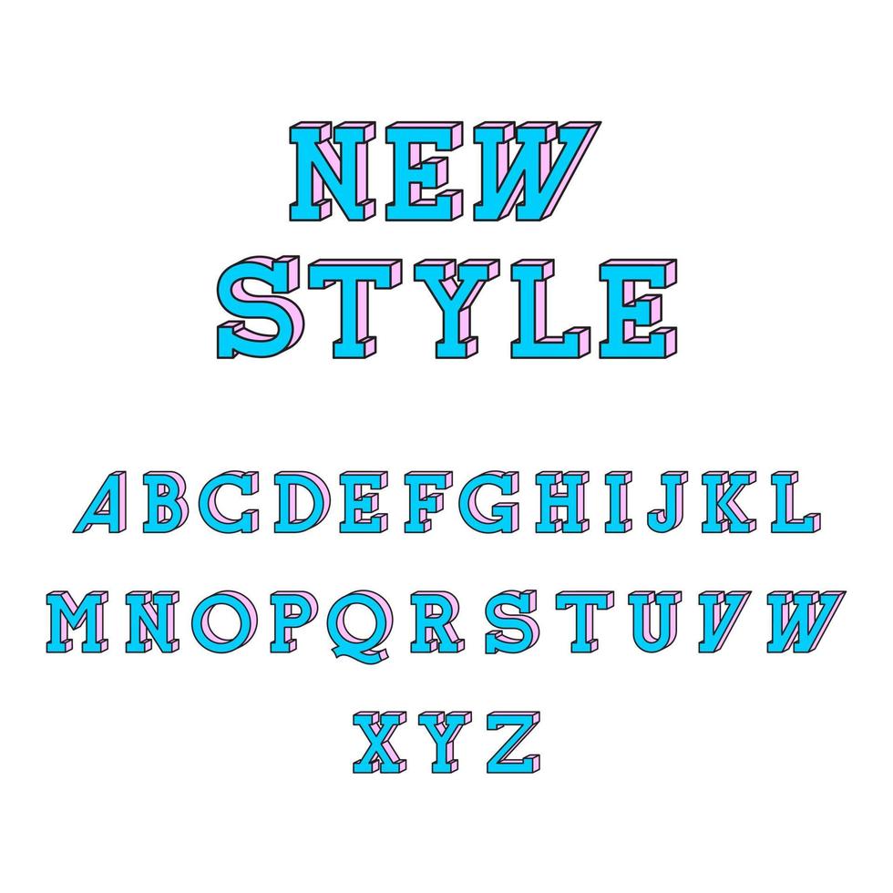 New style isometric font vector illustration