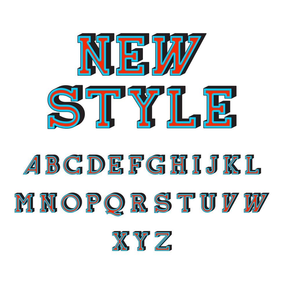 New style isometric font vector illustration