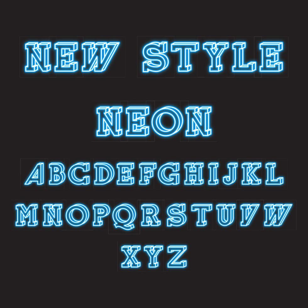 New style neon glowing isometric font vector