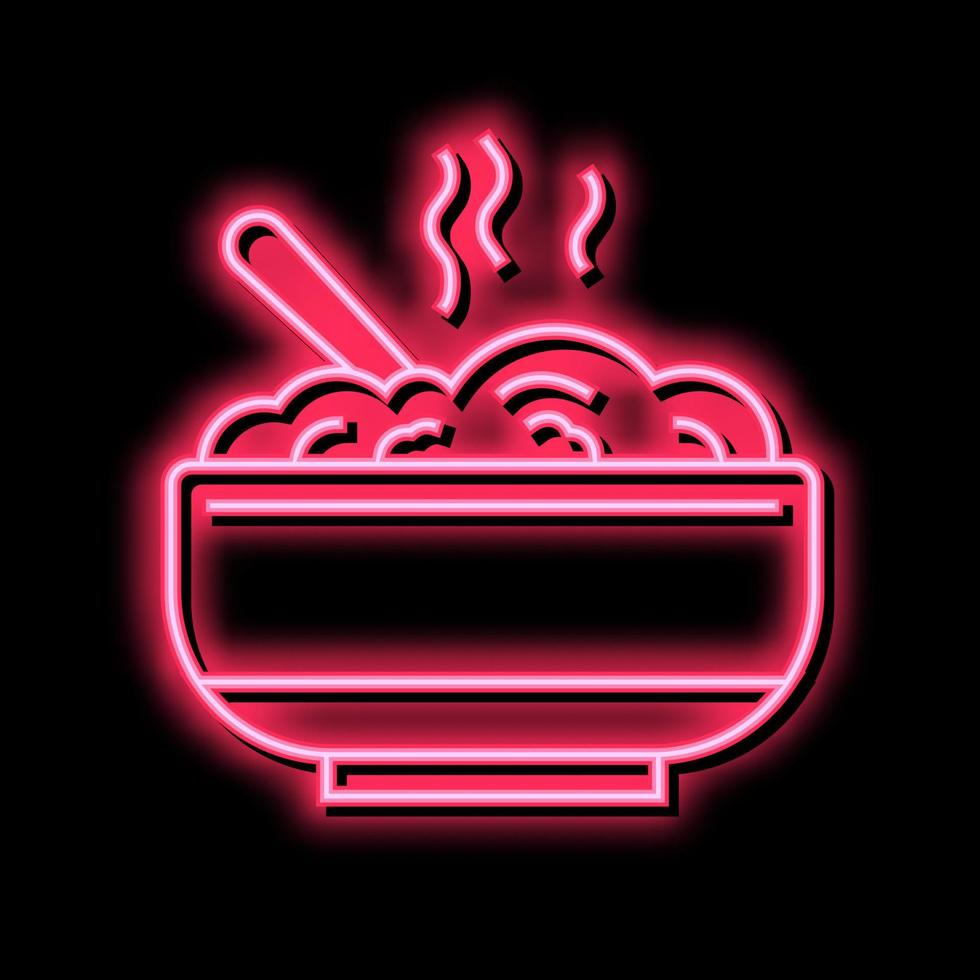 delicious boiled oatmeal neon glow icon illustration vector