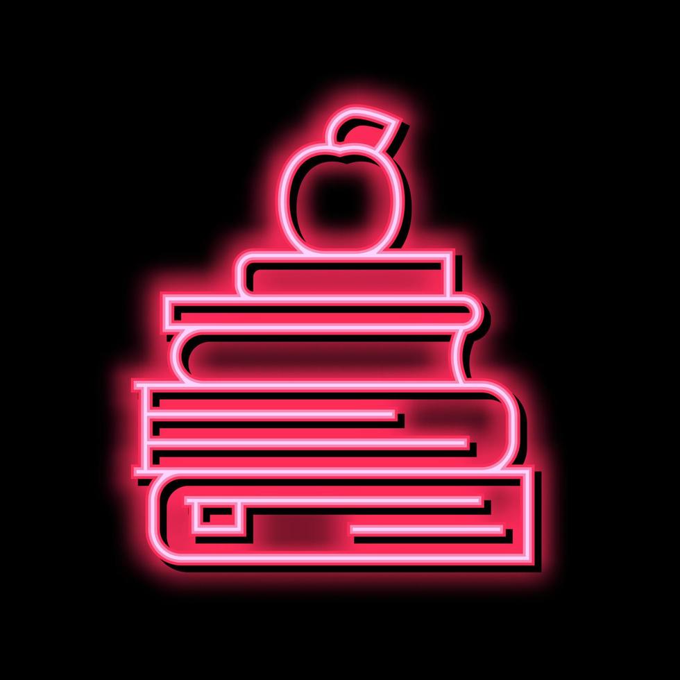 educational books and apple neon glow icon illustration vector