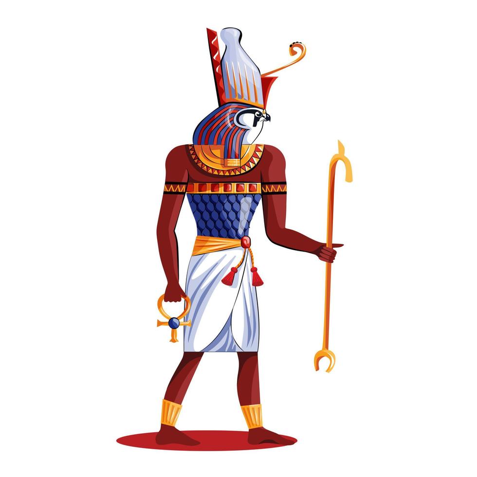 Ancient Egypt sun god Horus cartoon illustration vector