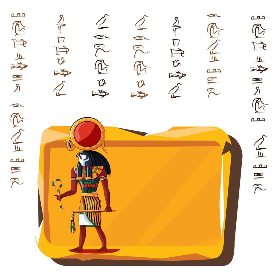 Stone board, clay tablet and Egyptian hieroglyphs vector