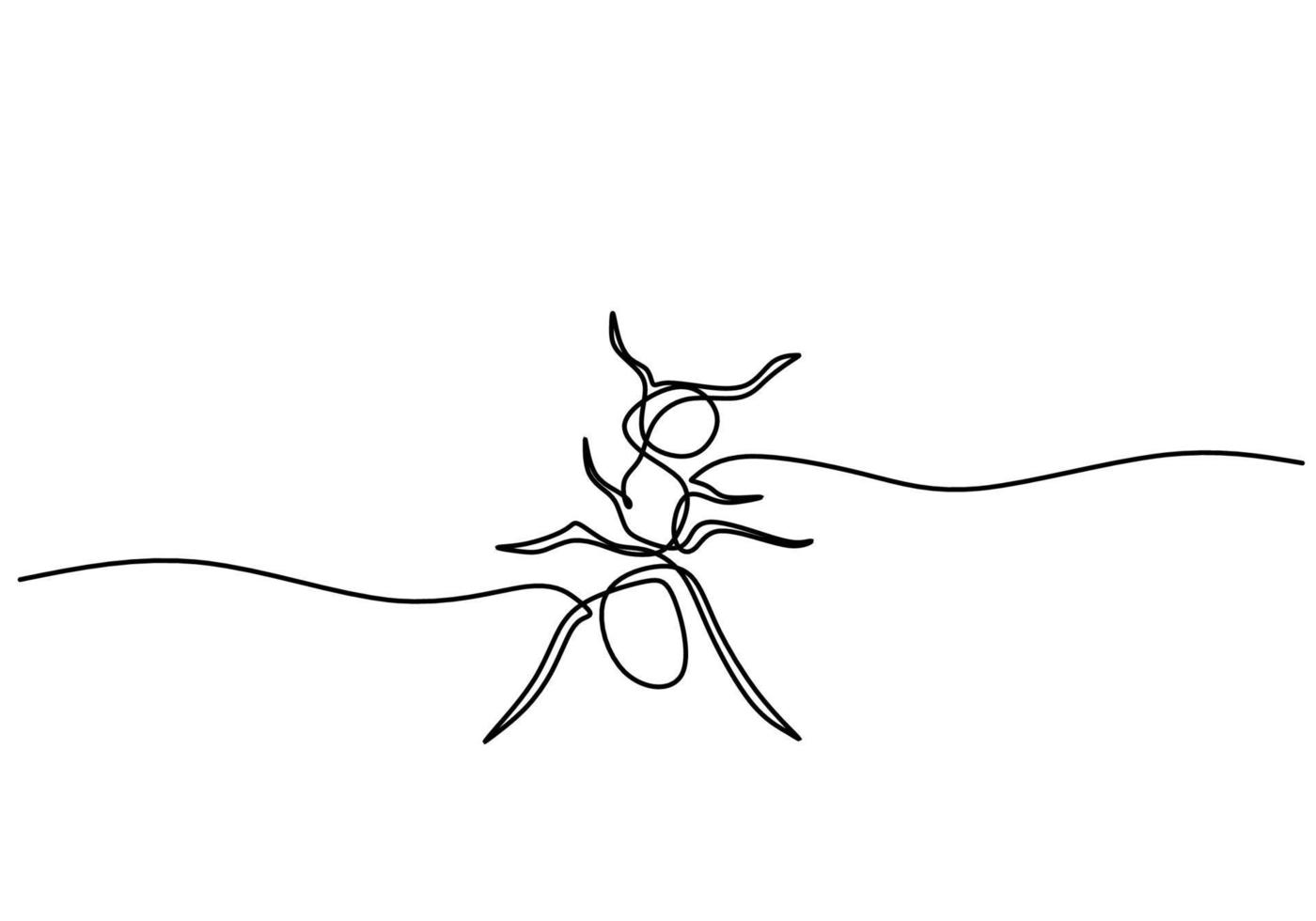 One line drawing of ant isolated on white background. vector