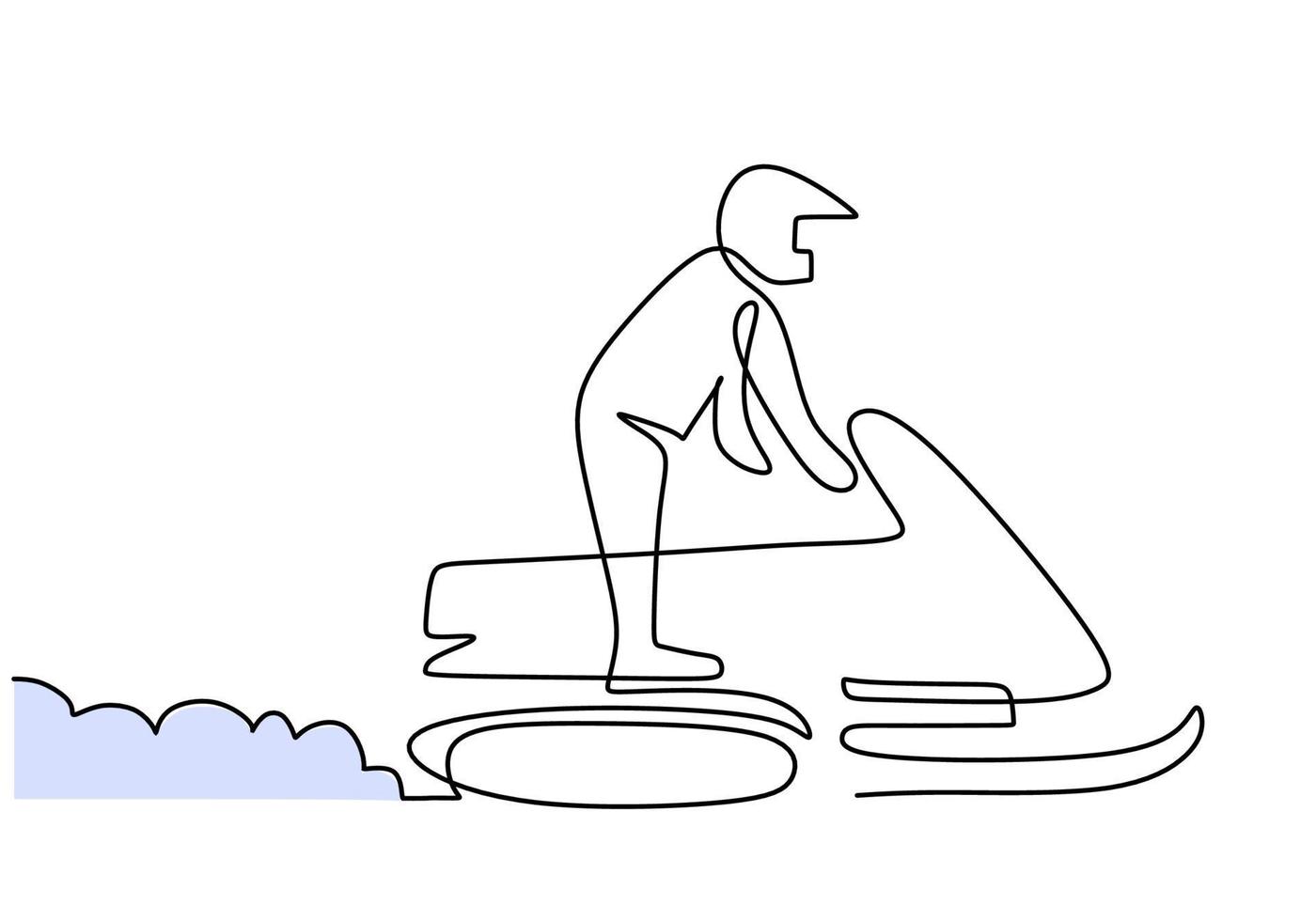 Hand drawing one single continuous line of man play sled vector