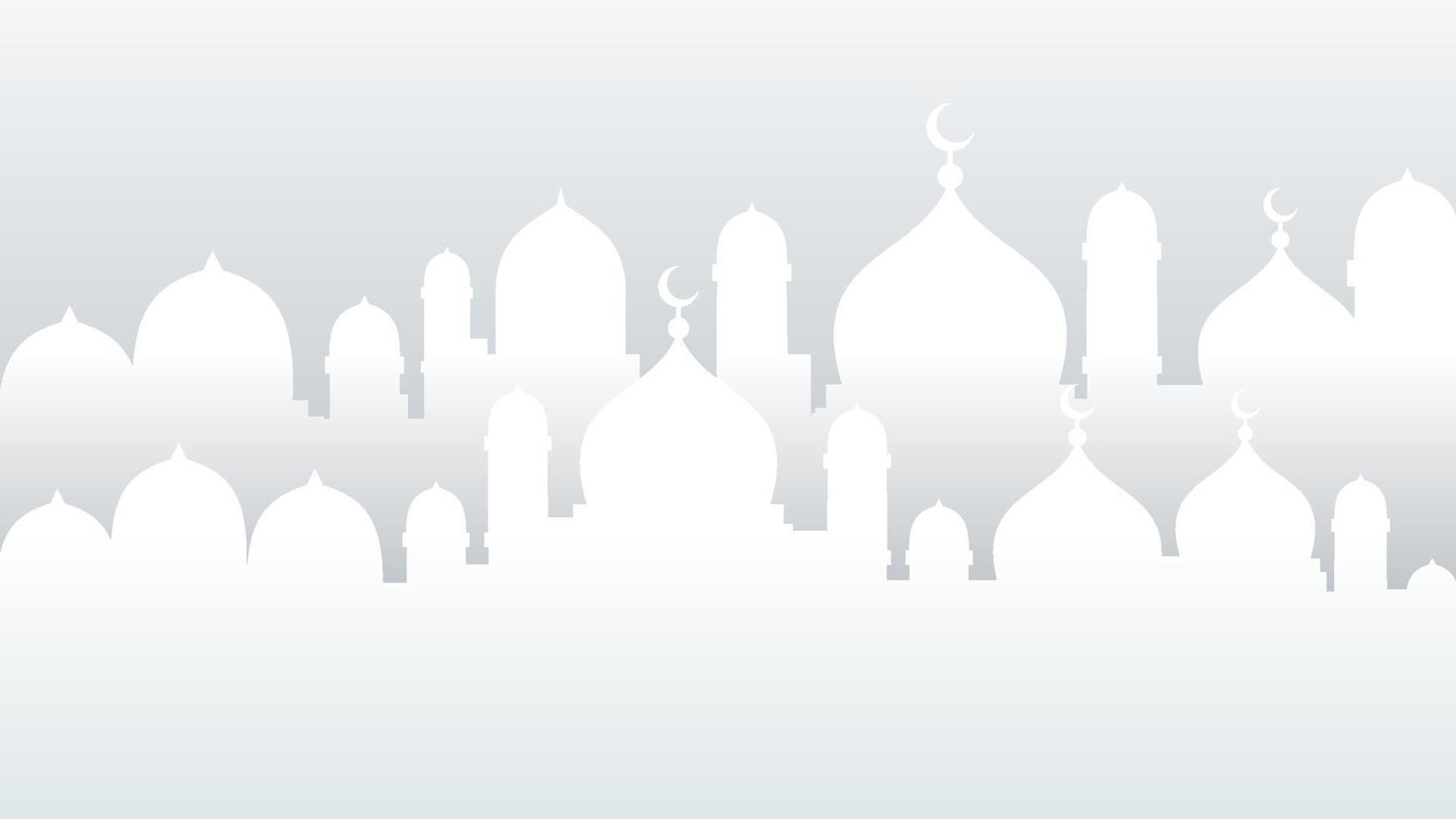 White mosque silhouette isolated on white background. vector