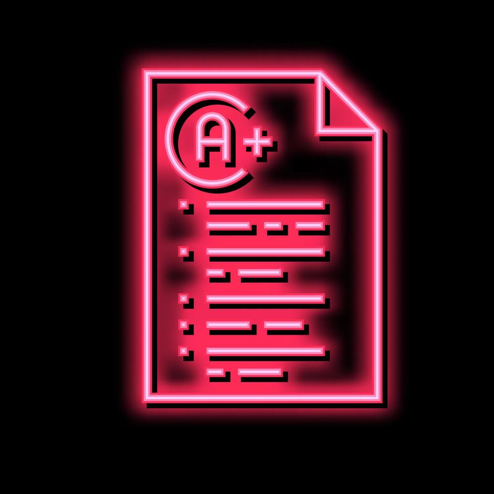 test perfect result neon glow icon illustration vector