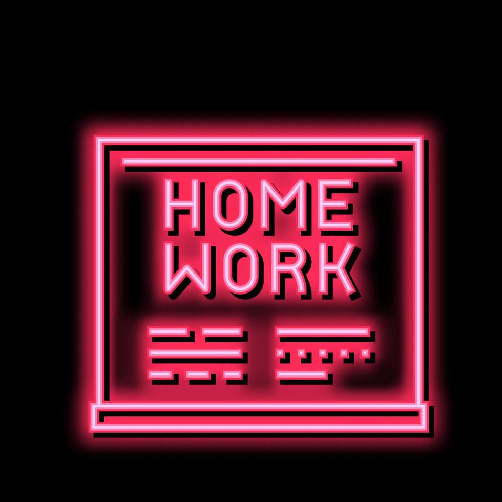 homework on blackboard neon glow icon illustration vector