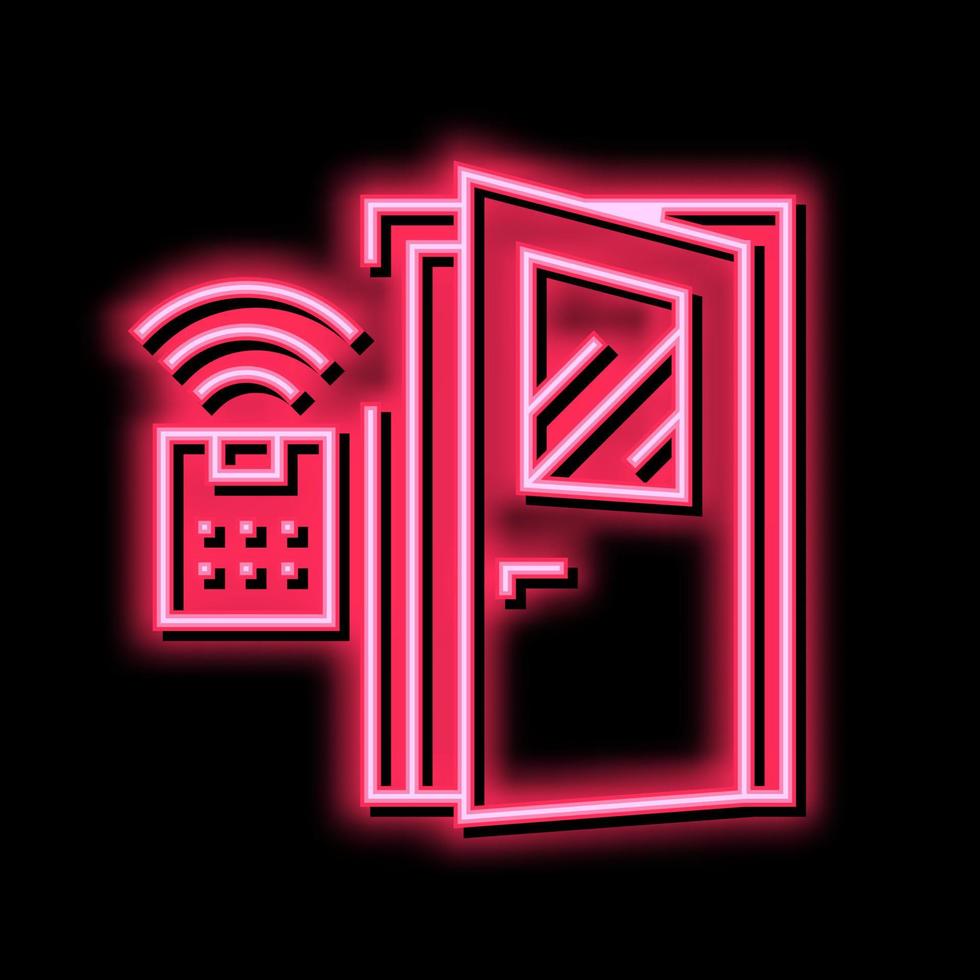 access system smart home, remote open door neon glow icon illustration vector