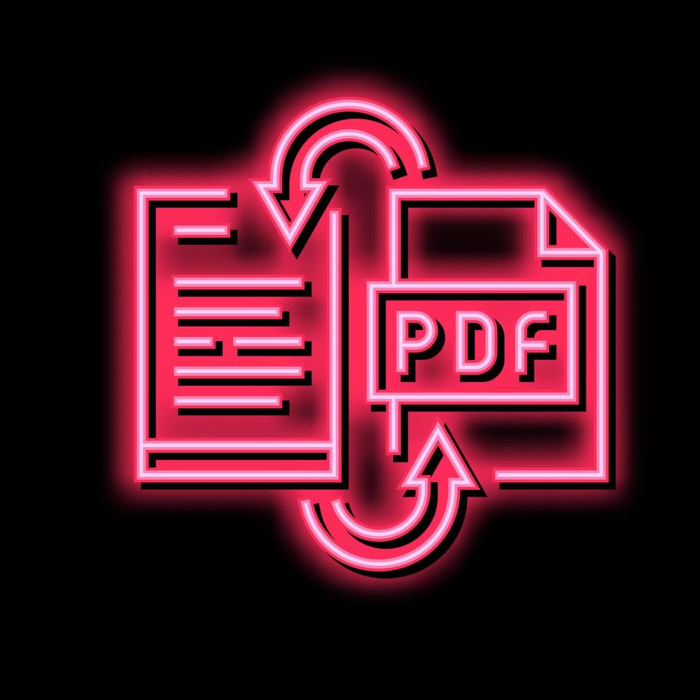 convert pdf file to word pad neon glow icon illustration vector