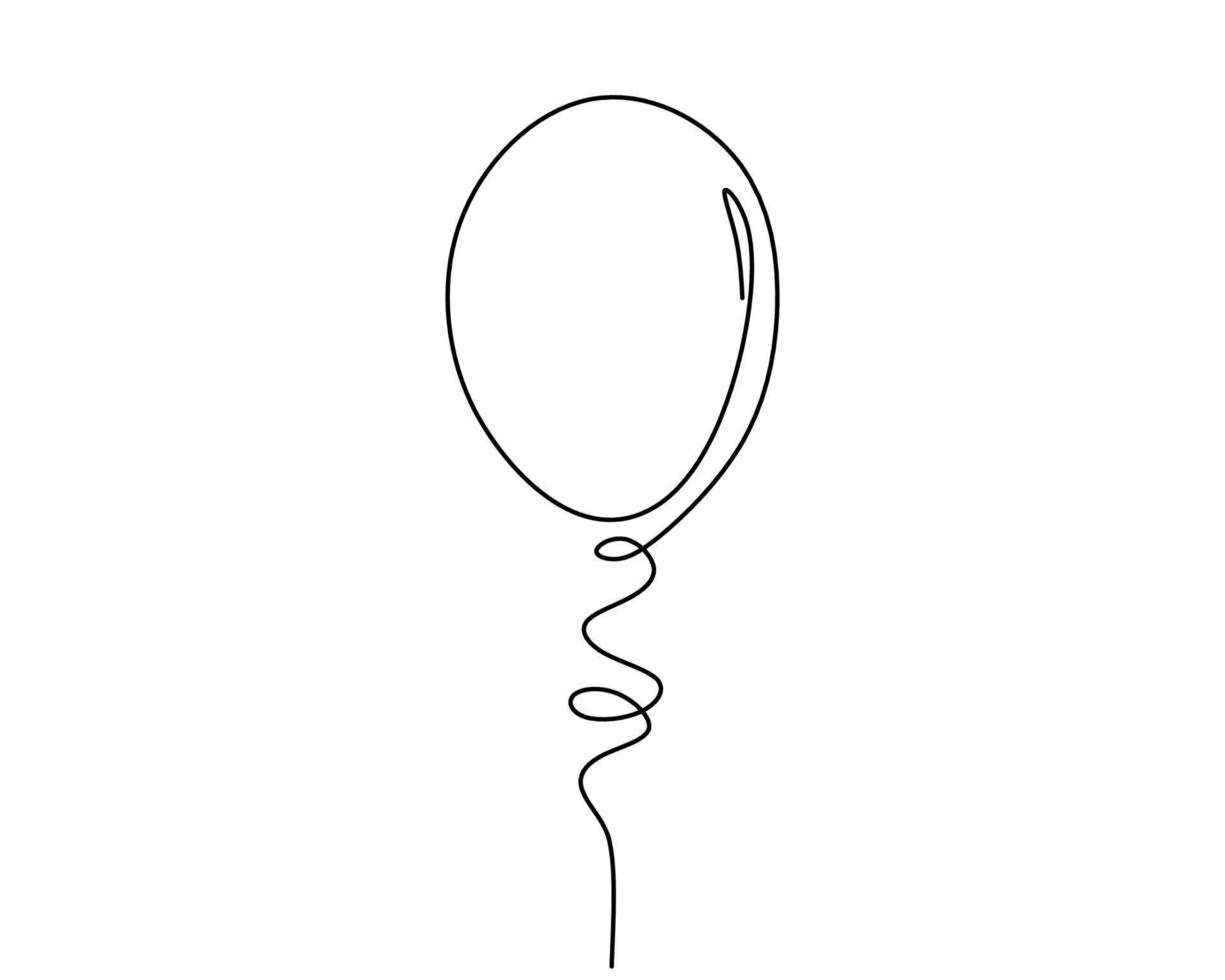 Hand drawing single one line of balloon isolated on white background. vector