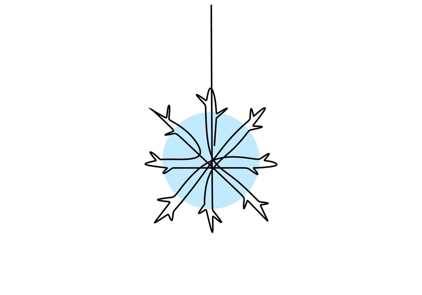Hand drawing one single continuous line of snowflake vector