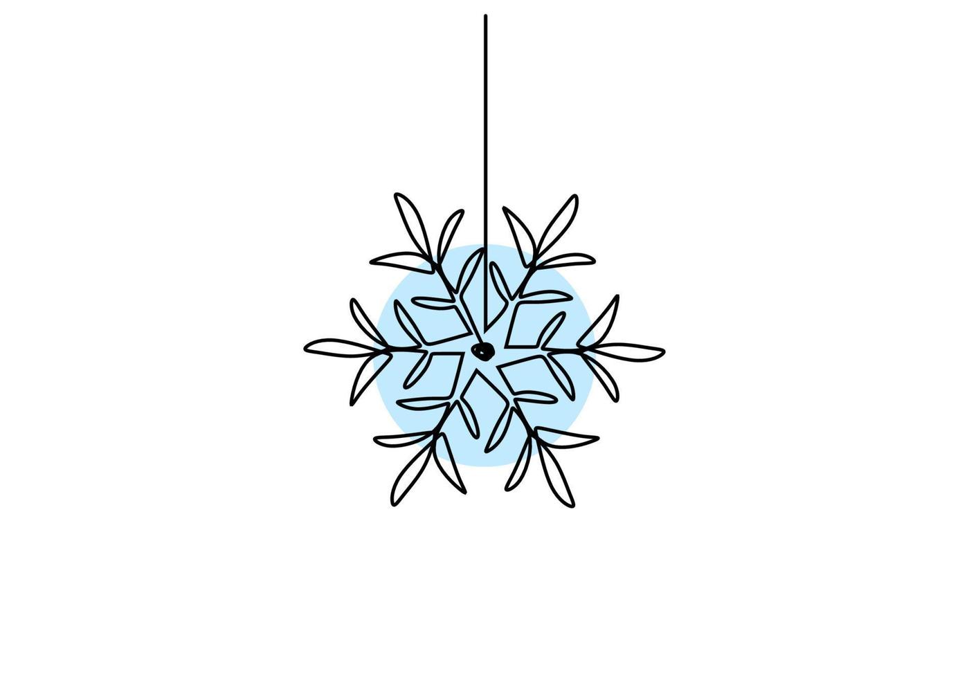 Hand drawing one single continuous line of snowflake vector