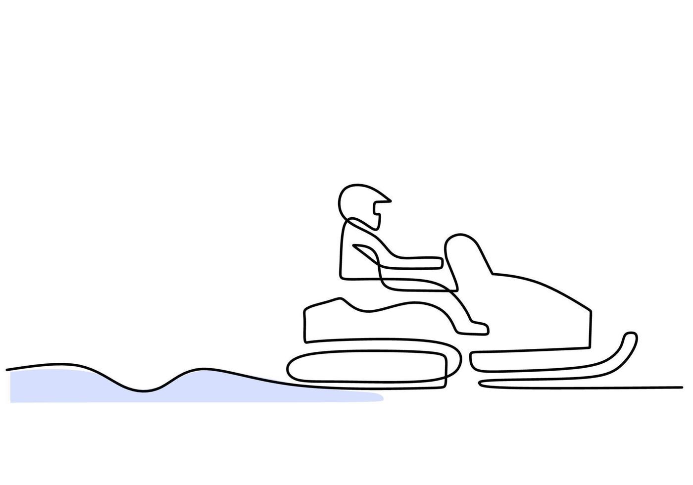 Hand drawing one single continuous line of man play sled vector