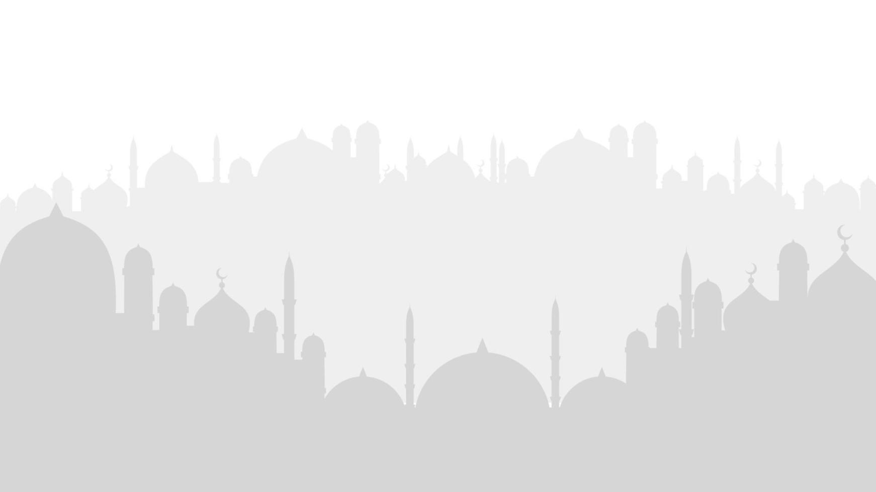 White big mosque silhouette isolated on white background. vector