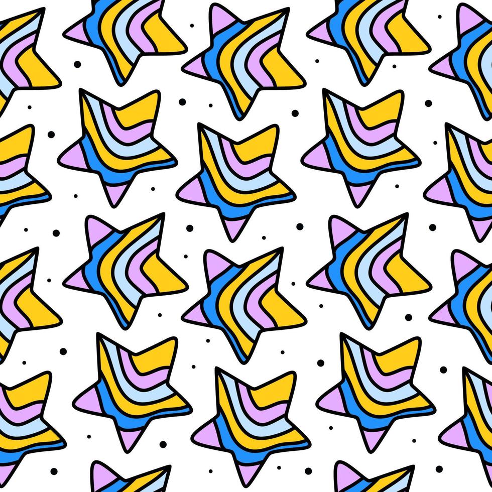 Cute stars seamless pattern isolated on white background. vector