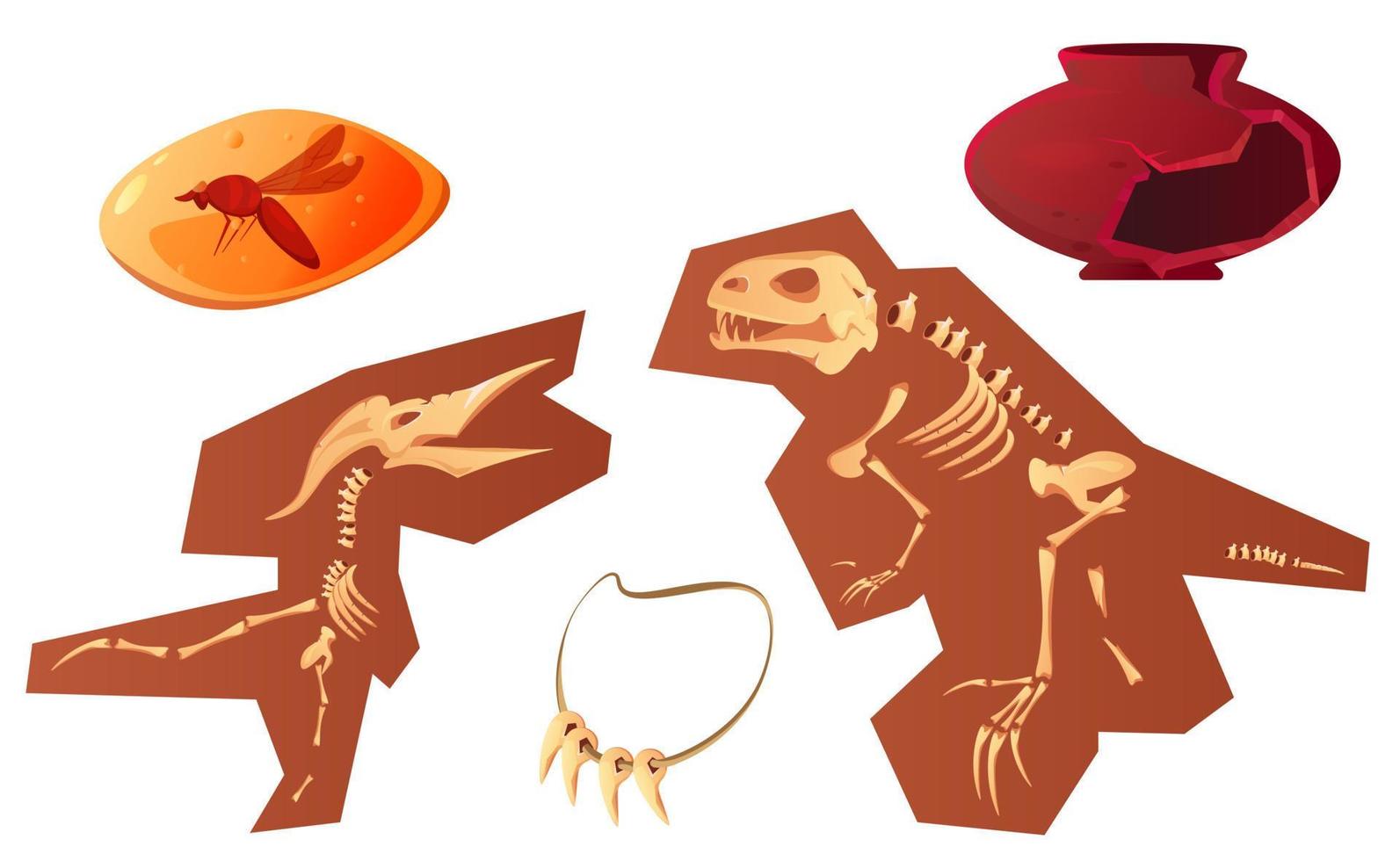 Archaeological and paleontological finds cartoon vector