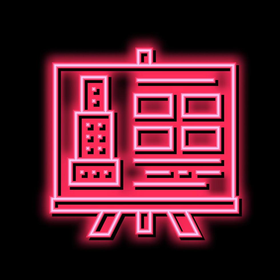 building design presentation neon glow icon illustration vector