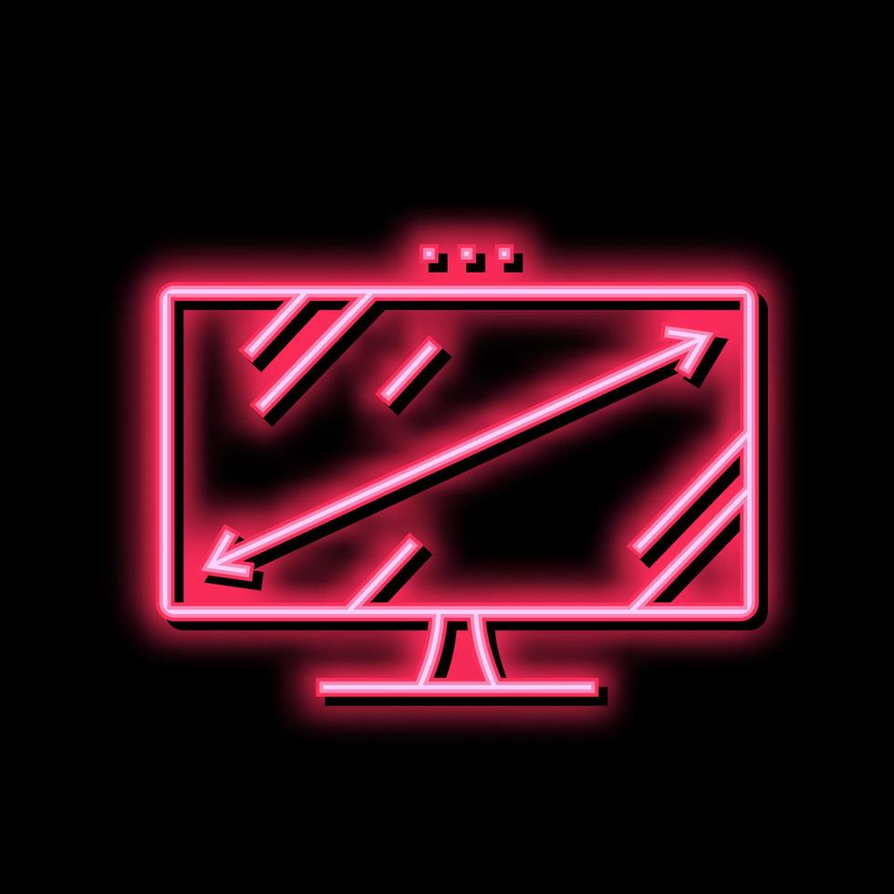 diagonal computer monitor neon glow icon illustration vector