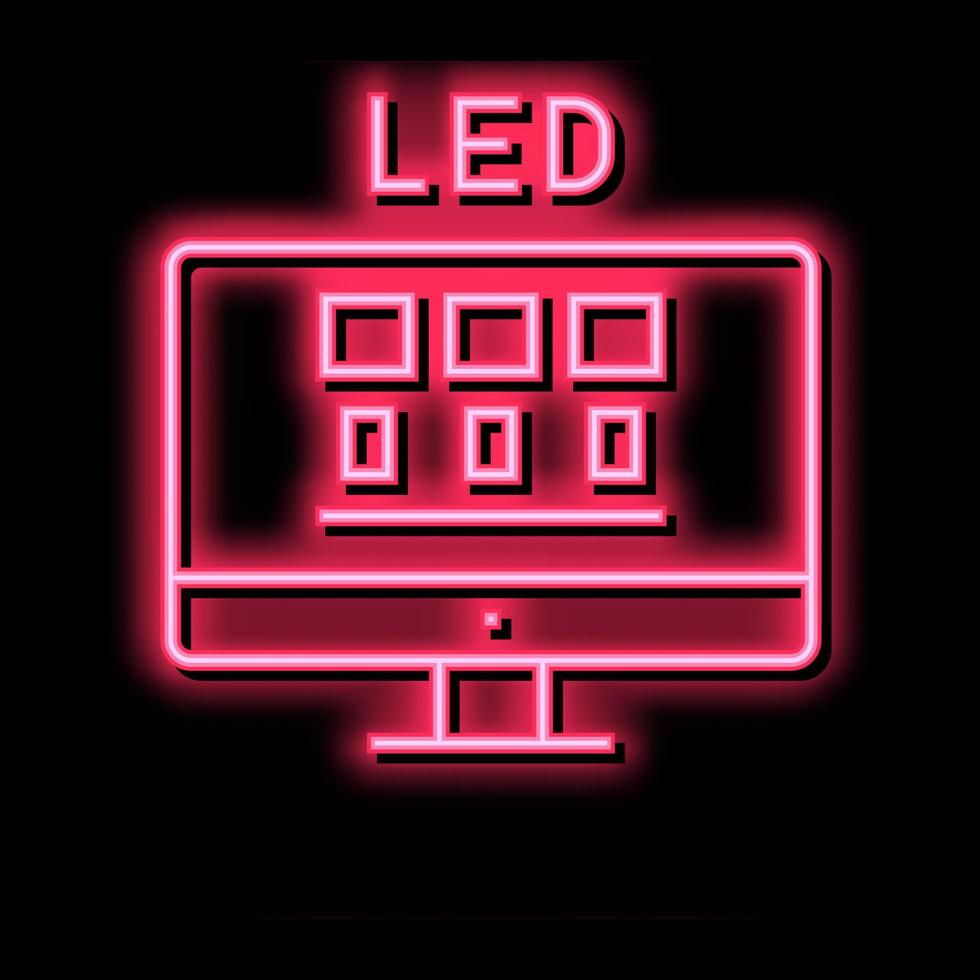 led computer monitor neon glow icon illustration vector