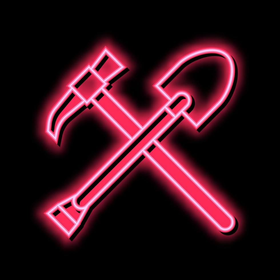 shovel and pickax neon glow icon illustration vector