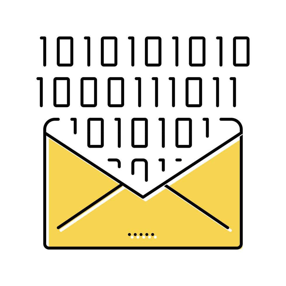 email message with binary code color icon vector illustration