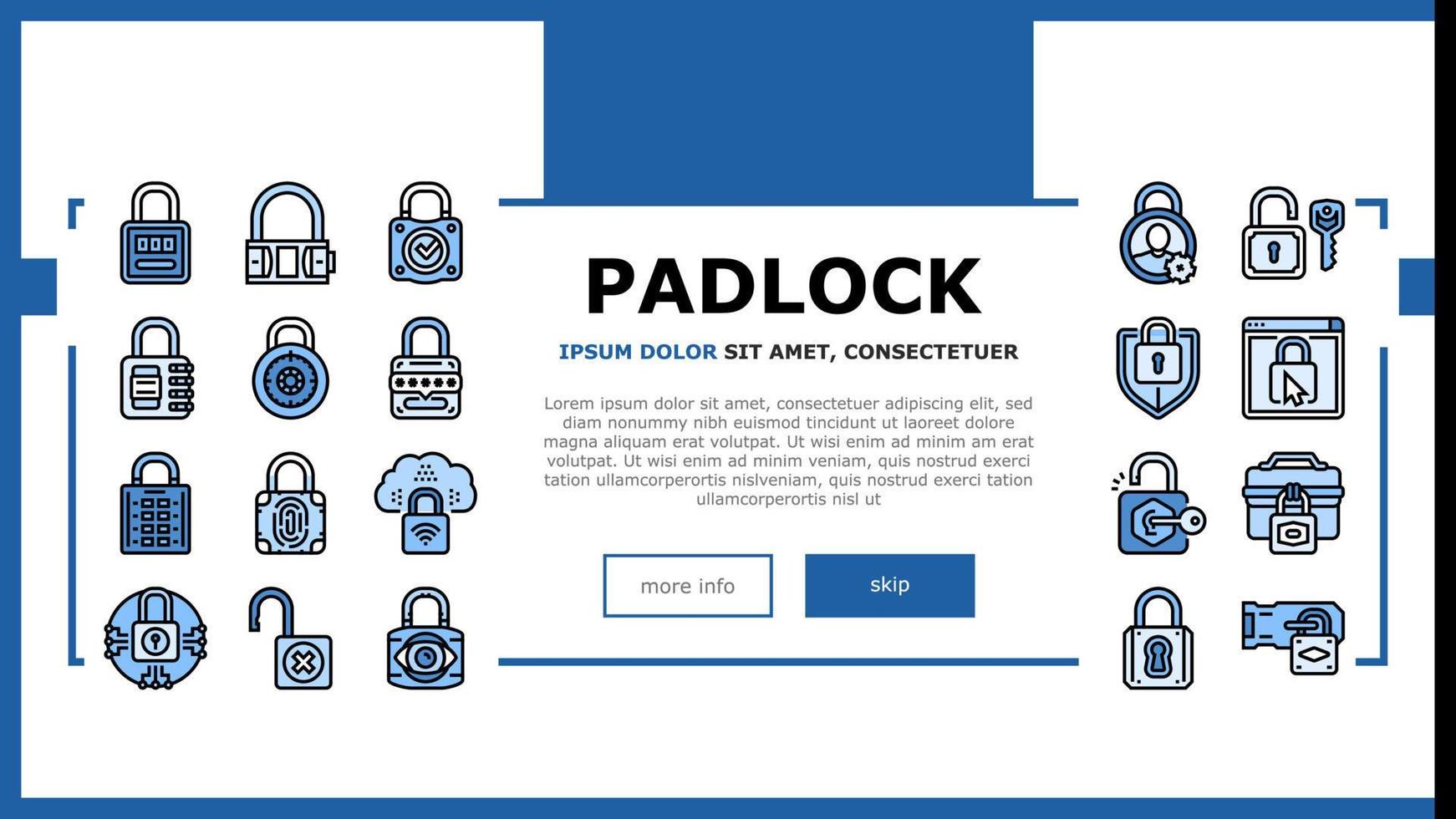 padlock lock safe password key landing header vector