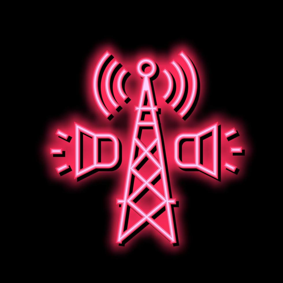 radio broadcasting neon glow icon illustration vector