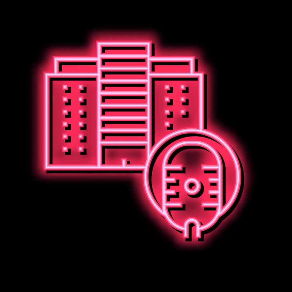 building of radio studio neon glow icon illustration vector