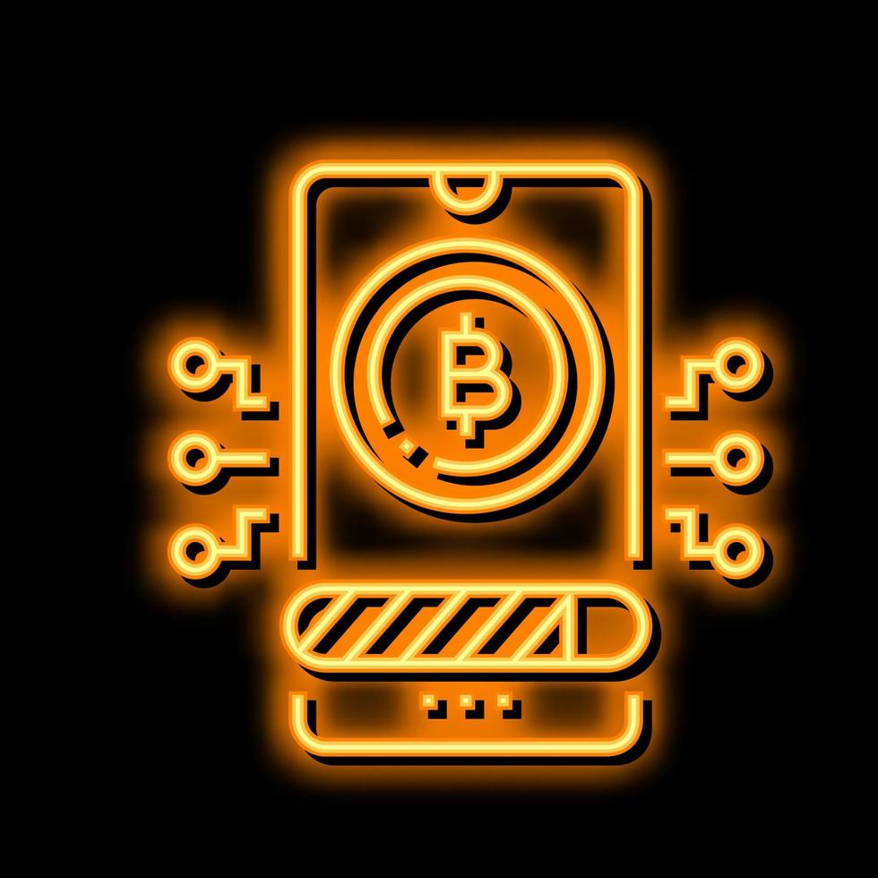 payment cryptocurrency phone app neon glow icon illustration vector
