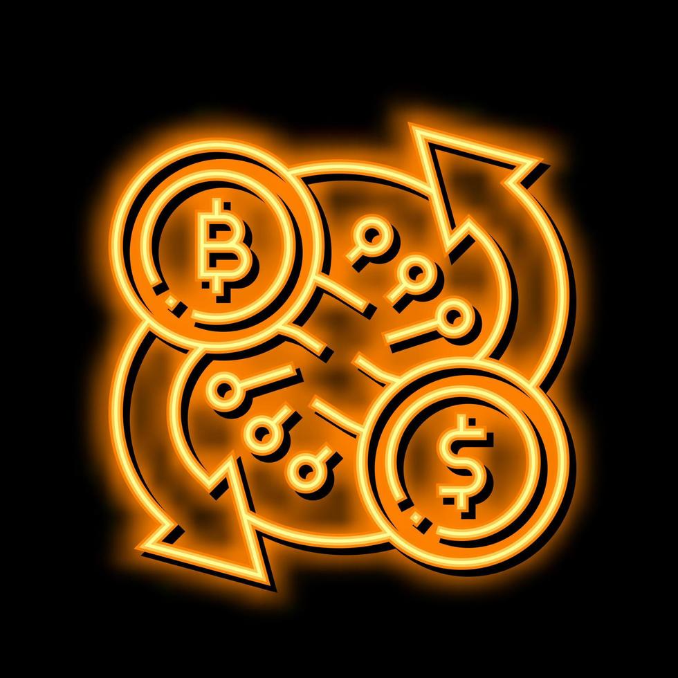 exchange cryptocurrency neon glow icon illustration vector