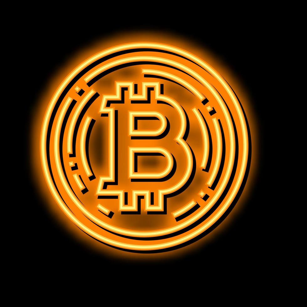 bitcoin cryptocurrency neon glow icon illustration vector