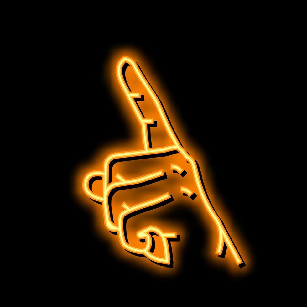 attention hand gesture neon glow icon illustration vector