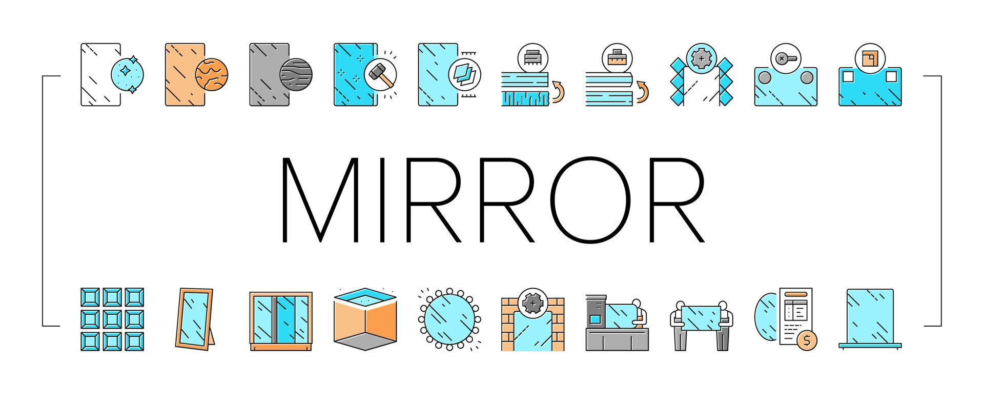 Mirror Installation Collection Icons Set Vector